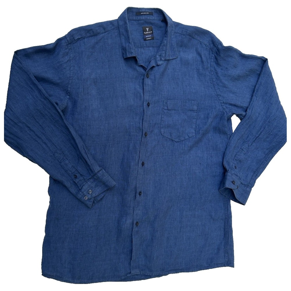 Van Heusen Business 100% Linen Custom Fit Shirt Old Money Resort Size 16 1/2